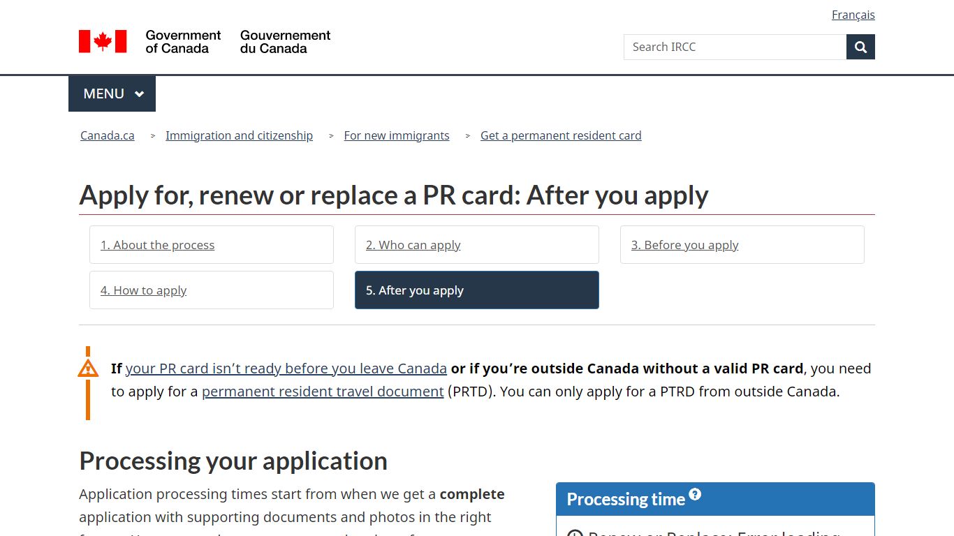 Apply for, renew or replace a PR card: After you apply